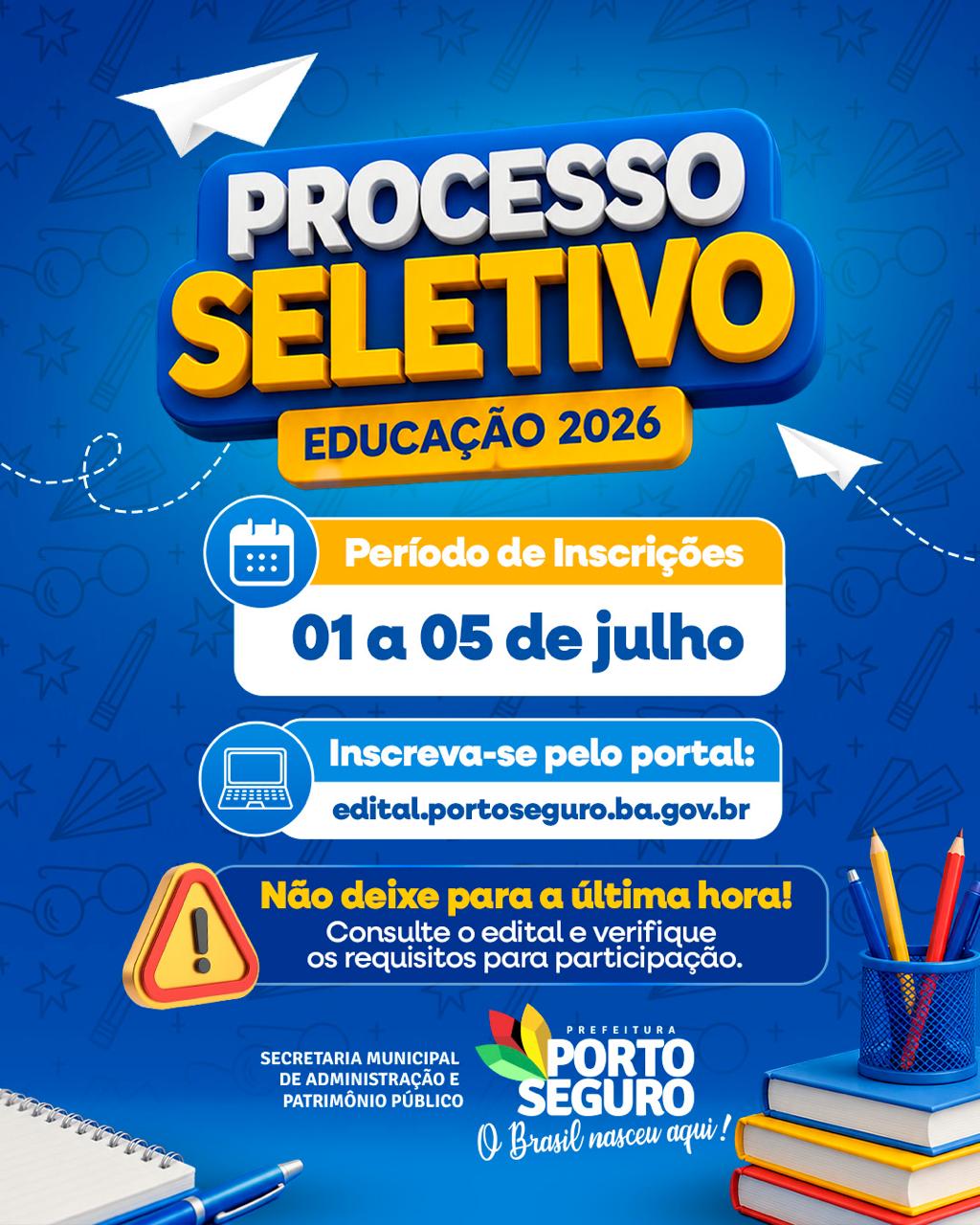 Prefeitura abre processo seletivo para a Secretaria de Educação